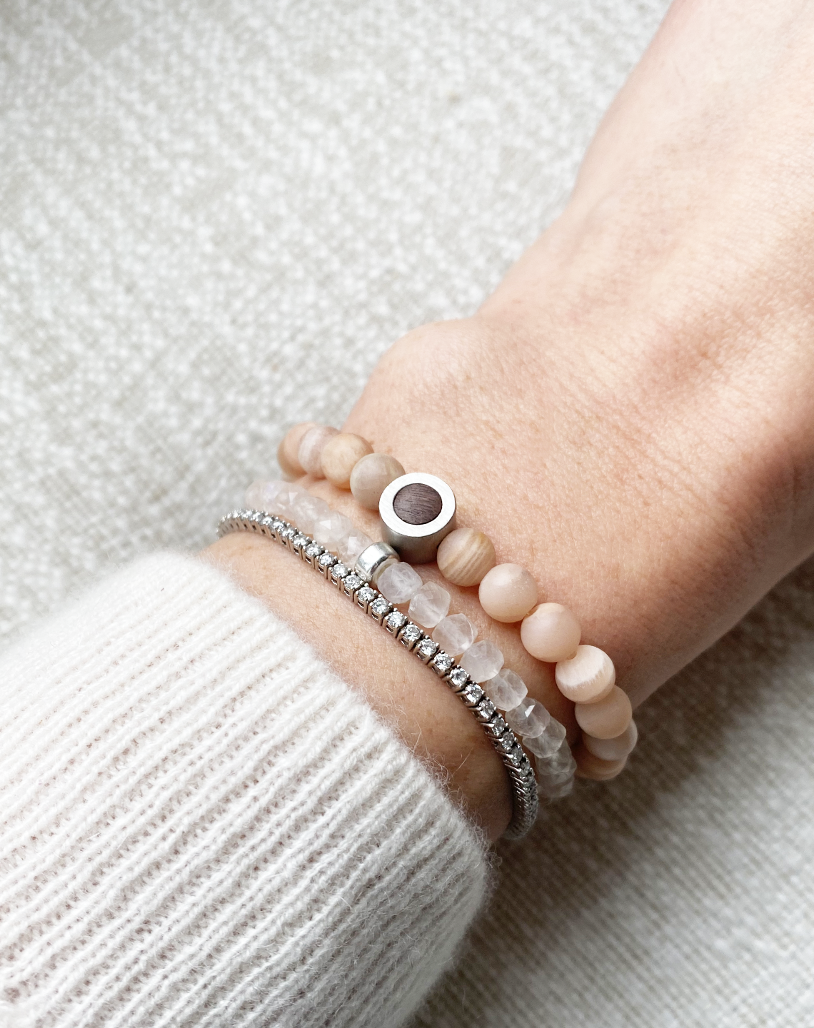 FROSTED PINK MOONSTONE - Silver