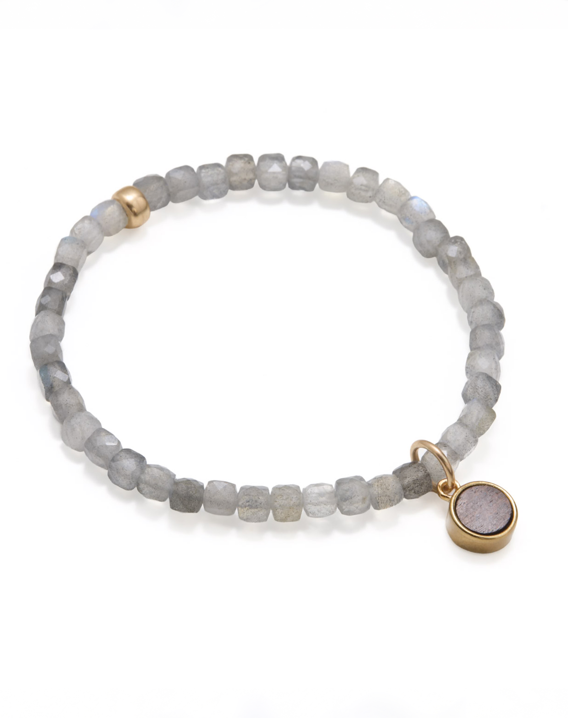 ROUND CHARM LABRADORITE - Gold