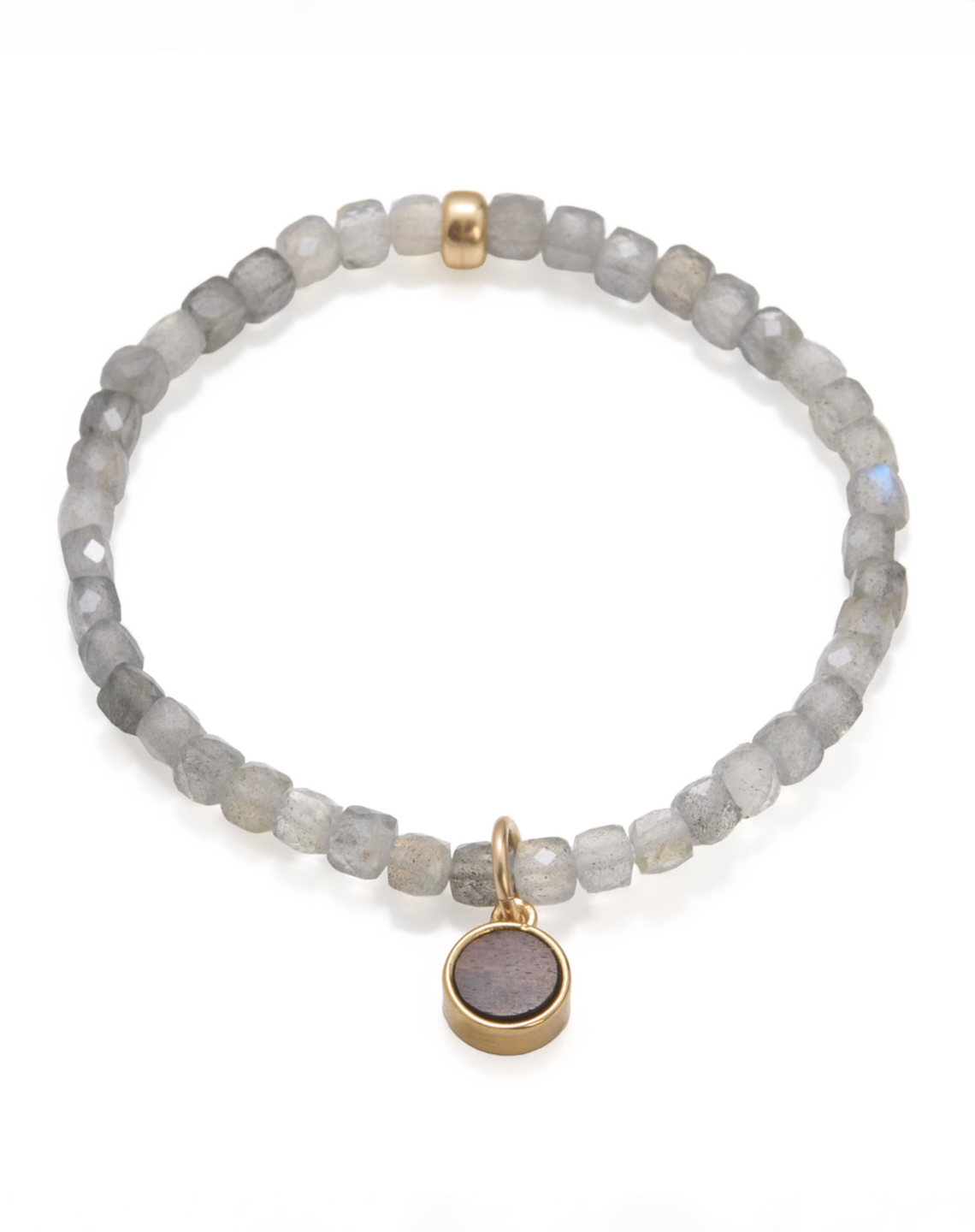 ROUND CHARM LABRADORITE - Gold