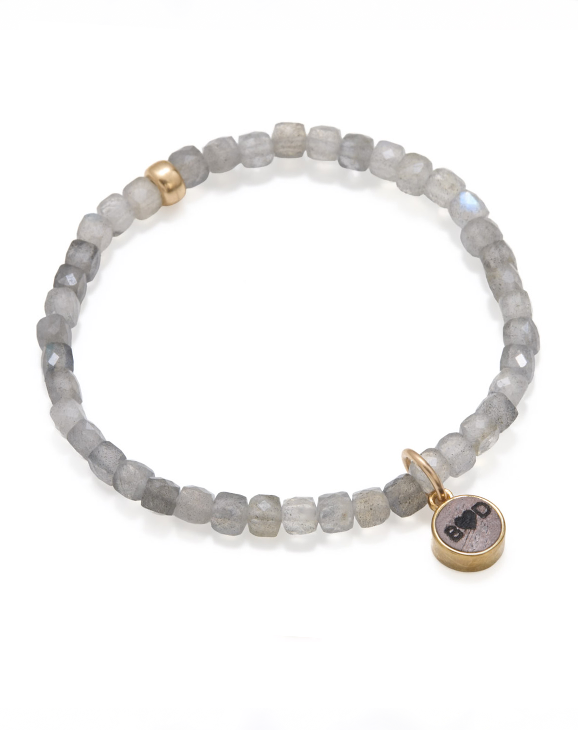 ROUND CHARM LABRADORITE - Gold