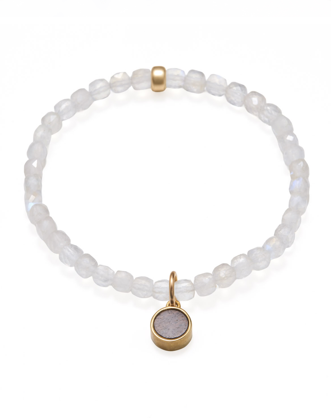 ROUND CHARM RAINBOW MOONSTONE - Gold