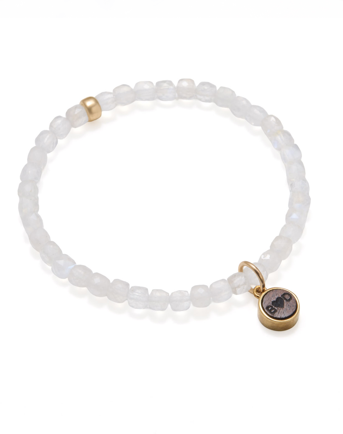 ROUND CHARM RAINBOW MOONSTONE - Gold