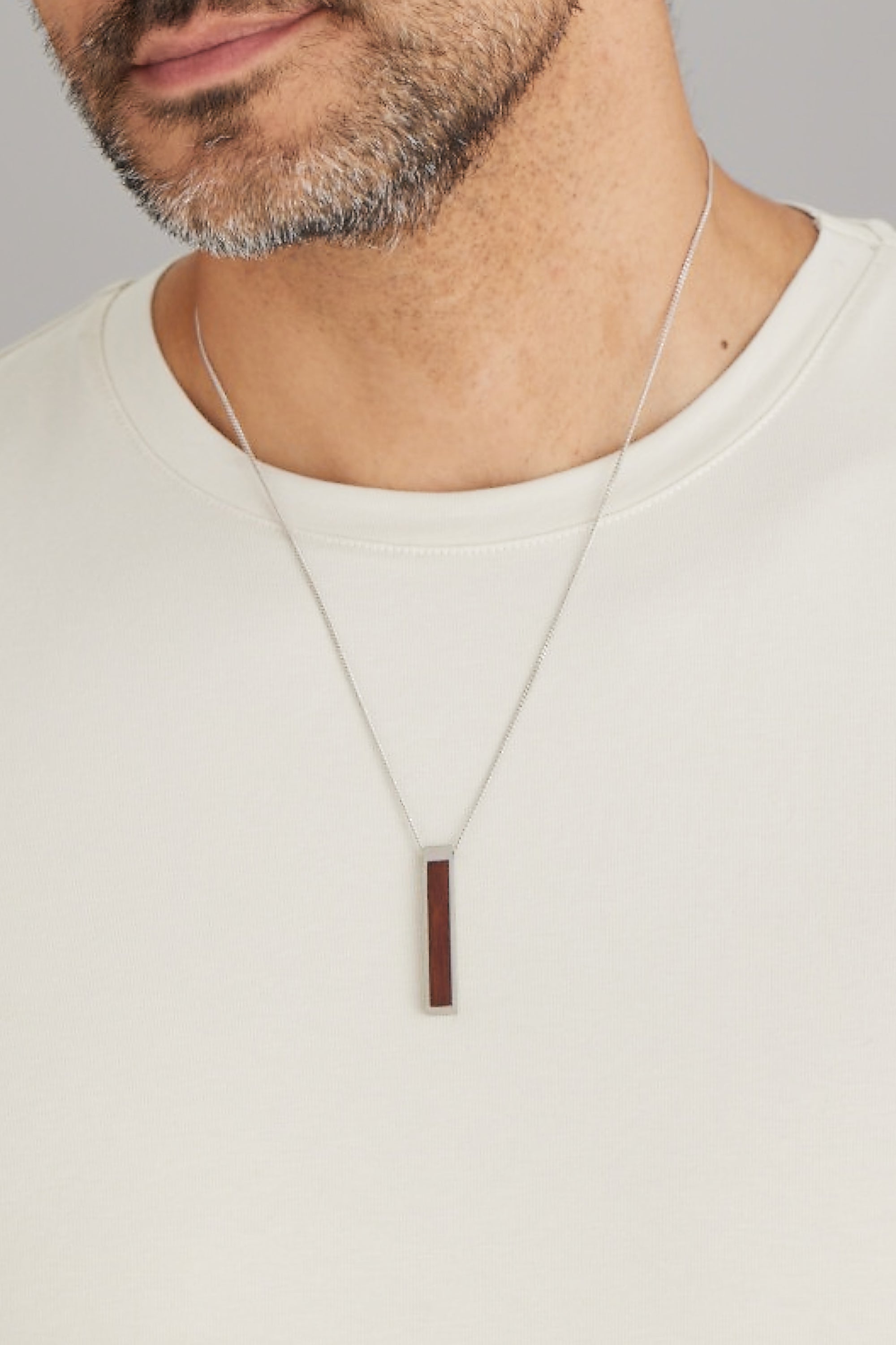 RHODIUM BAR PENDANT