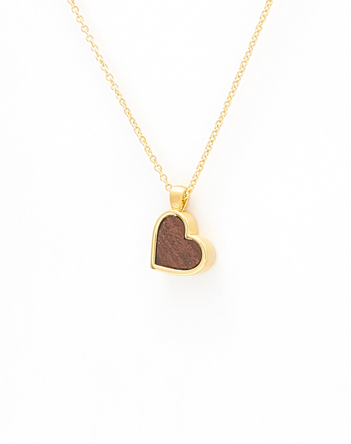 Wood Heart Necklace in Gold - 5th Anniversary Gift for Her by Liel