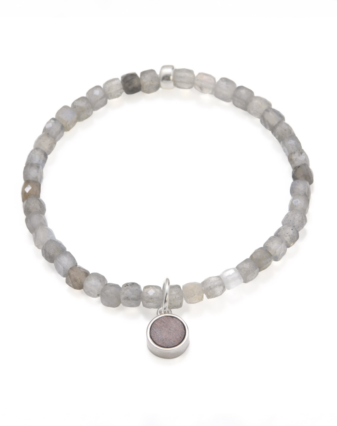 ROUND CHARM LABRADORITE - Silver