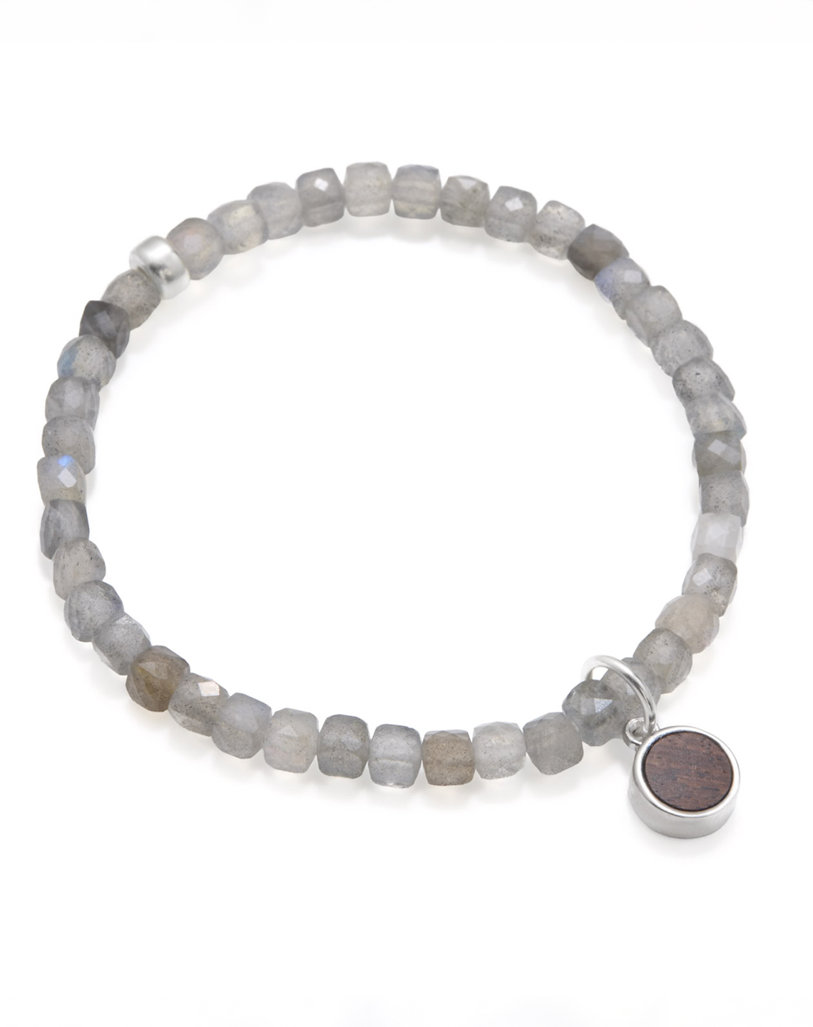 ROUND CHARM LABRADORITE - Silver