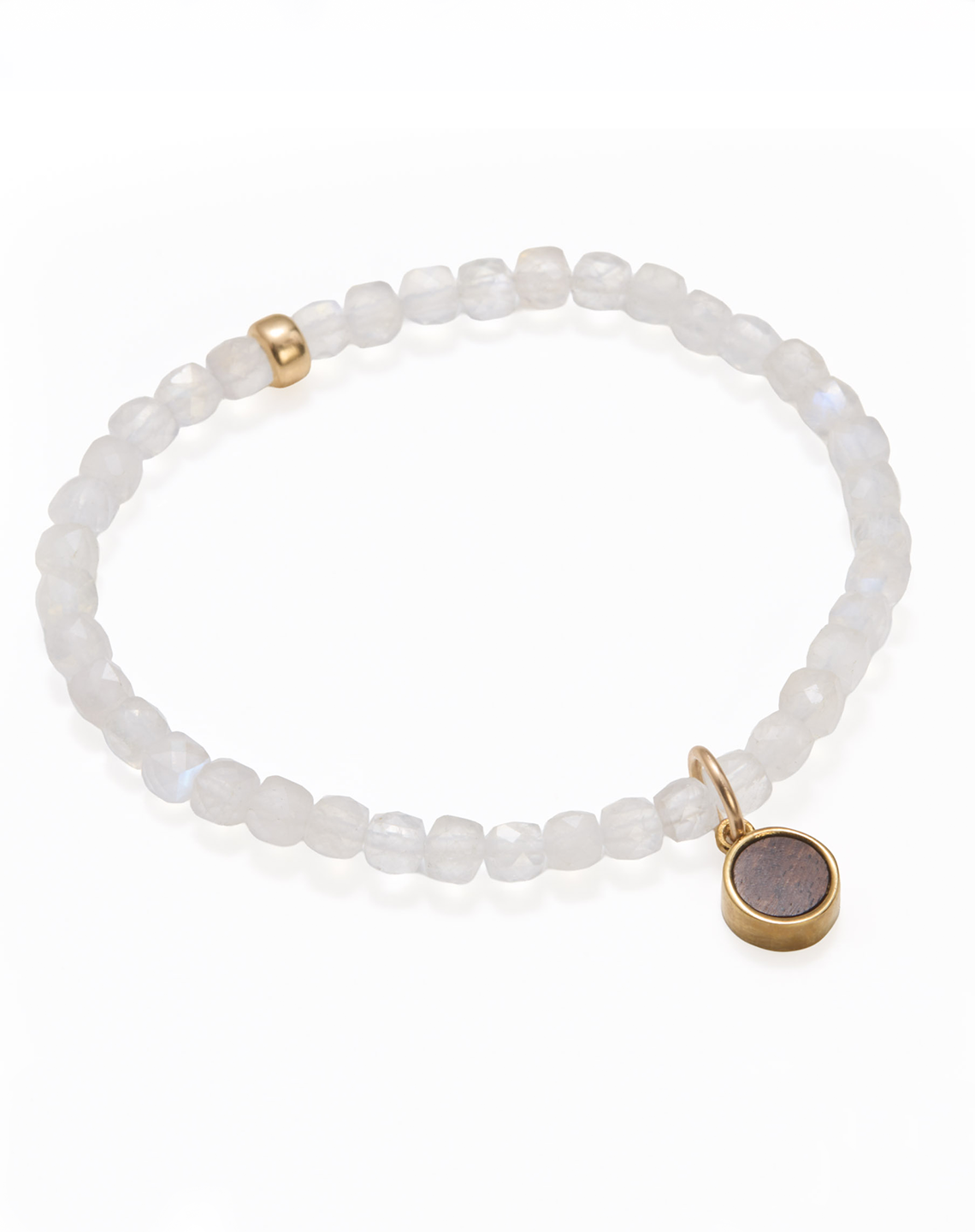 ROUND CHARM RAINBOW MOONSTONE - Gold