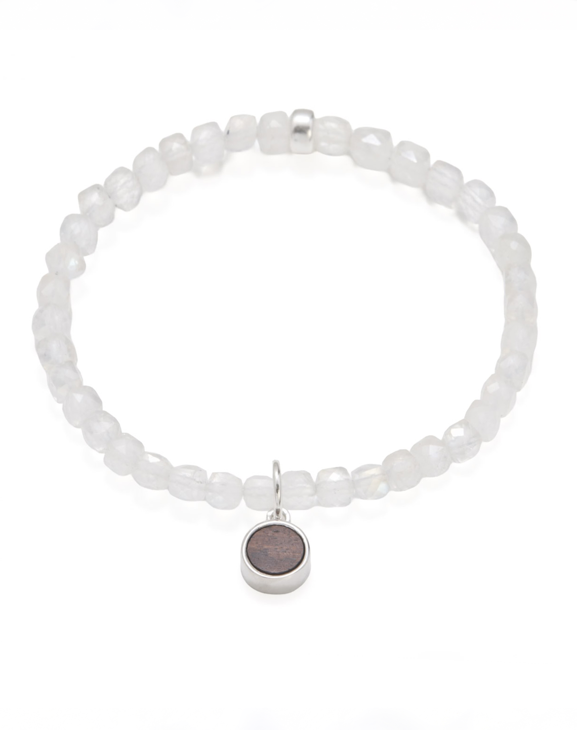 ROUND CHARM RAINBOW MOONSTONE - Silver